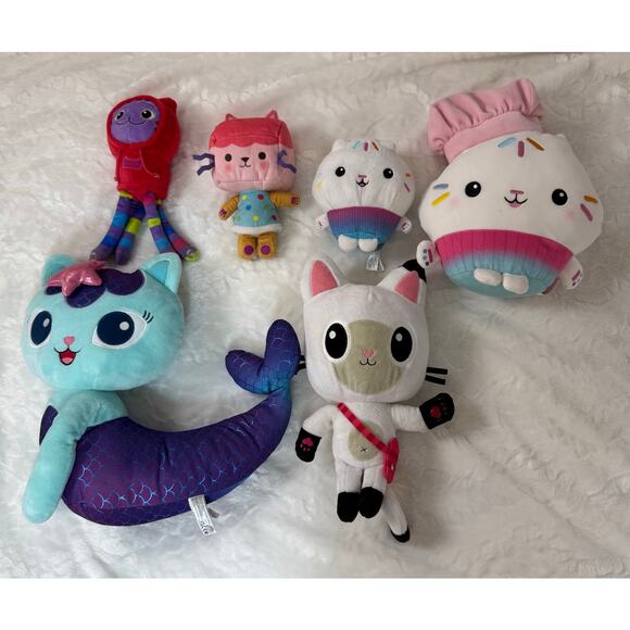 Dreamworks Other - Lot of 6 Gabby’s Dollhouse Talking Pandy / Mercat / Cakey / DJ Catnip / Baby Box